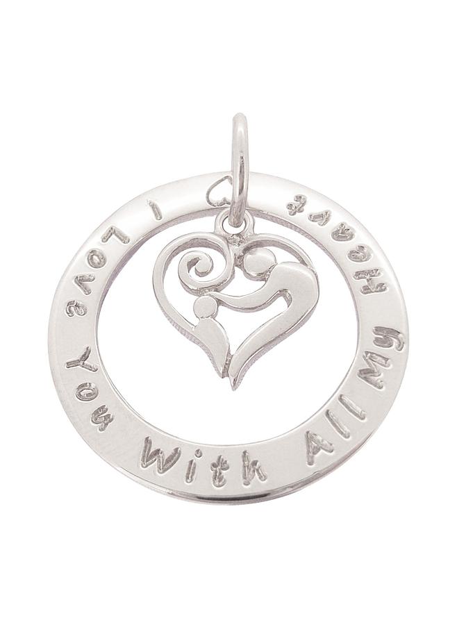 Mother Baby Personalised Family Name Pendant 34mm