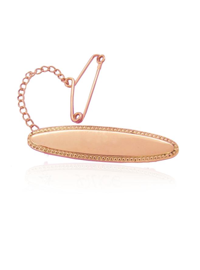 Oval Identity Name Baby Brooch in 9ct Rose Gold