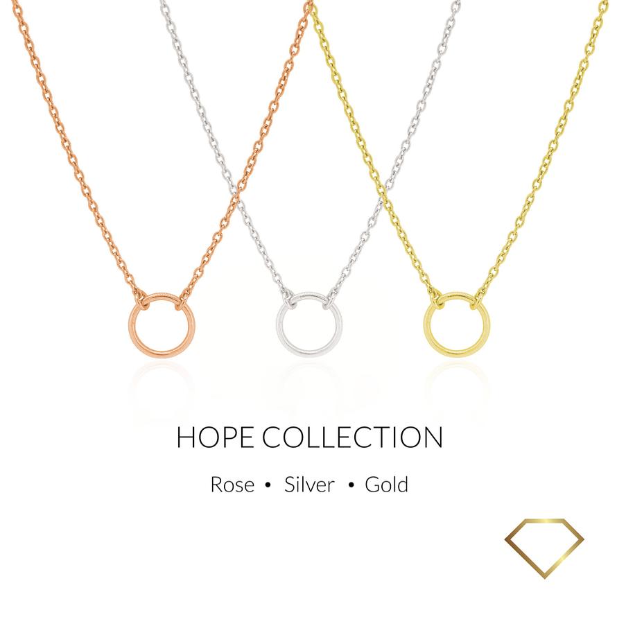 Hope Circle Necklace in Solid 9ct White Gold