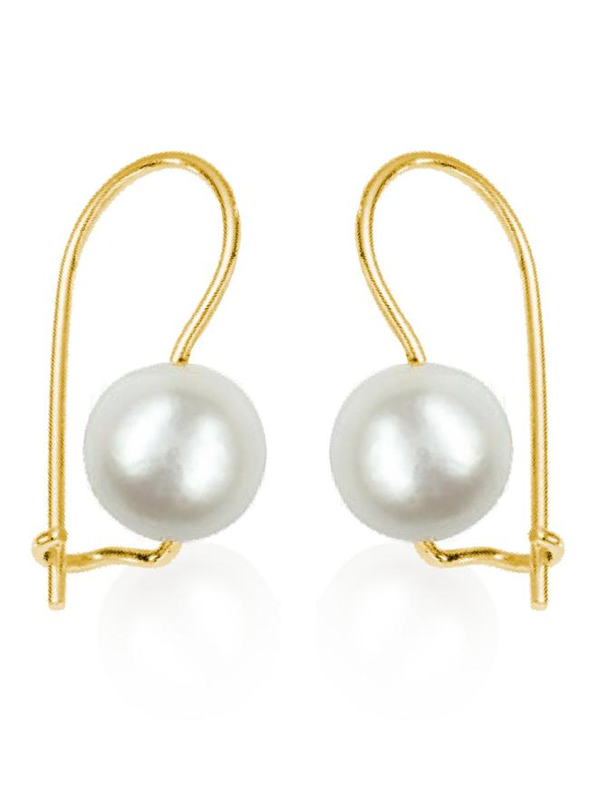 Euroball 13mm Freshwater Pearl Earrings in 9ct Gold