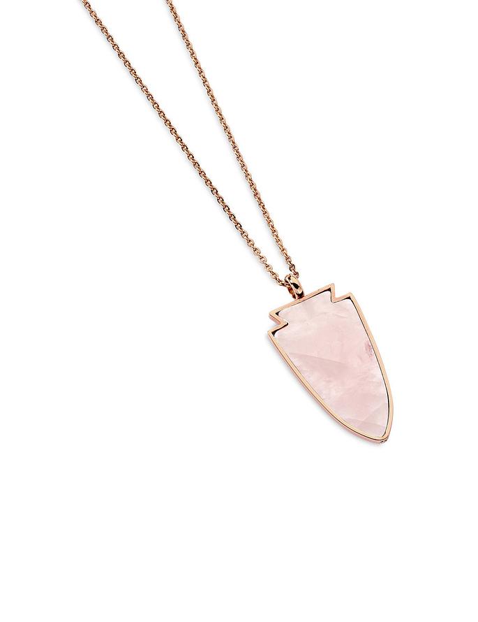 Twilight Rose Gold Stainless Steel Necklace With Rose Quartz