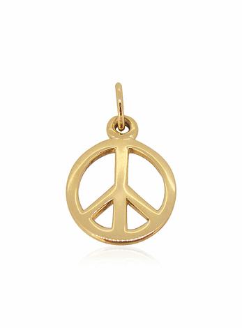 Solid Peace Sign Symbol Charm 15mm Pendant in 9ct Gold