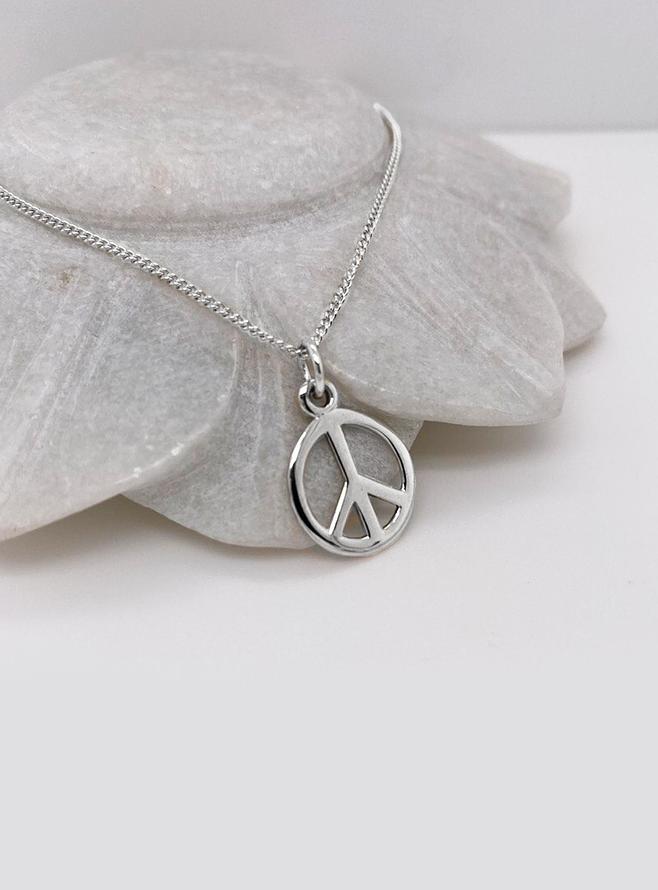 Solid Peace Sign Symbol 15mm Charm in Sterling Silver