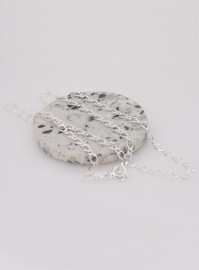 Reagan Curb Figaro Necklace Chain in Sterling Silver