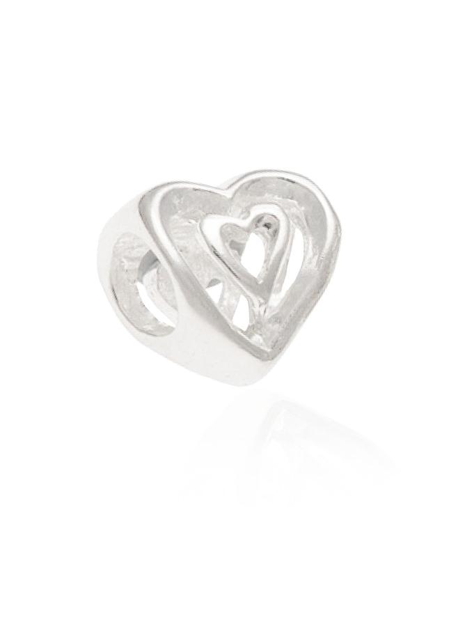 Sterling Silver Double Heart European Bead Charm