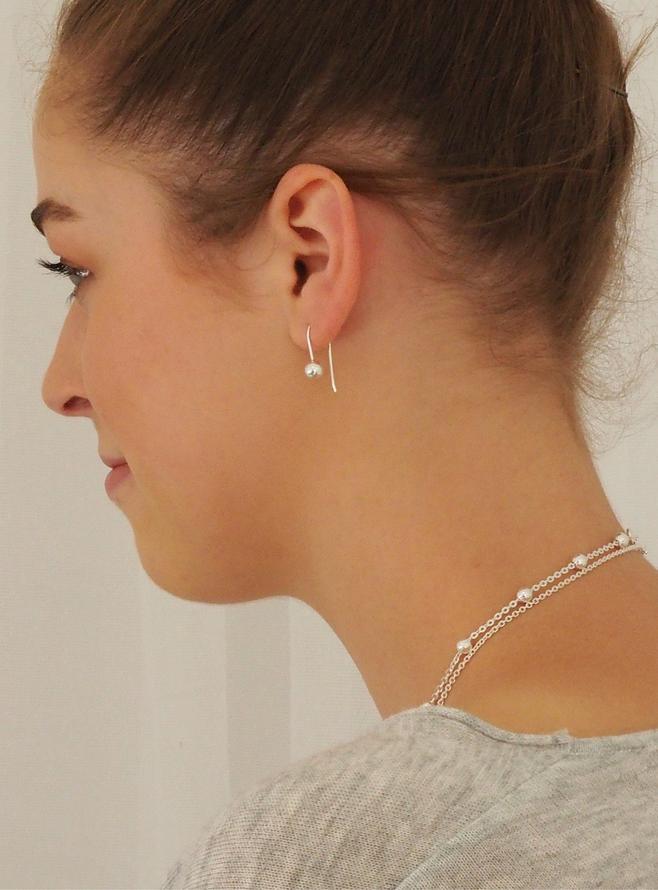 Elise Ball Bead Hook Earrings in Sterling Silver
