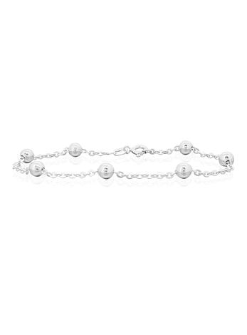 Elise Ball Cable Chain Anklet Sterling Silver