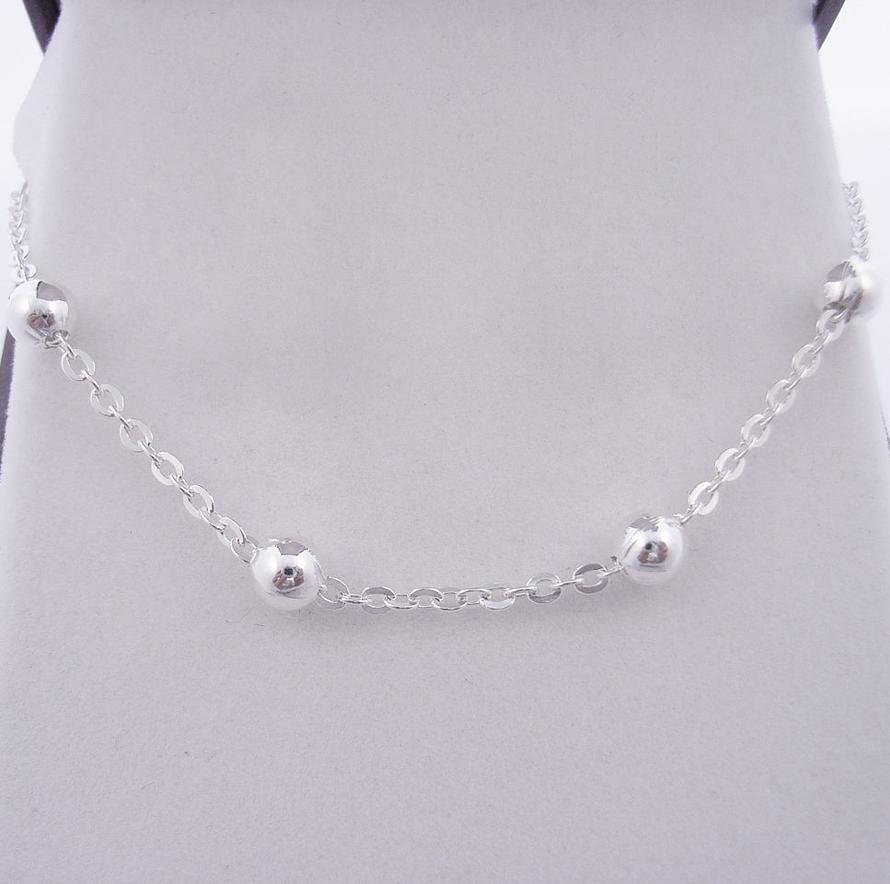 Elise Ball Cable Chain Anklet Sterling Silver