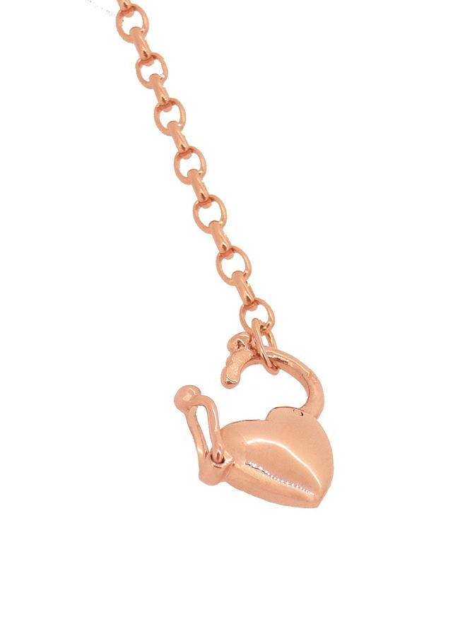 Anklet Padlock and Oval Belcher Chain in 9ct Rose Gold