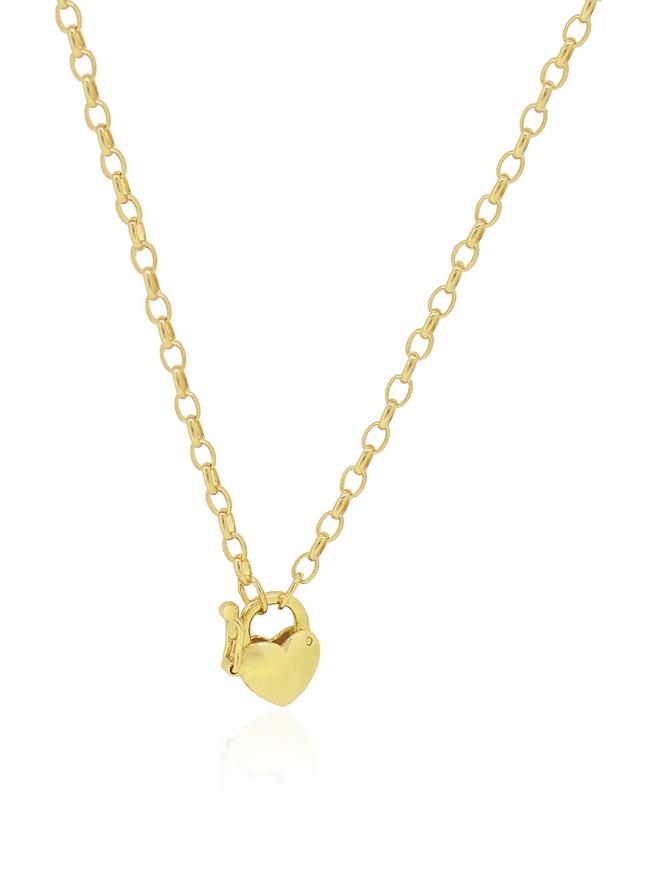 Anklet Padlock and Oval Belcher Chain in 9ct Gold