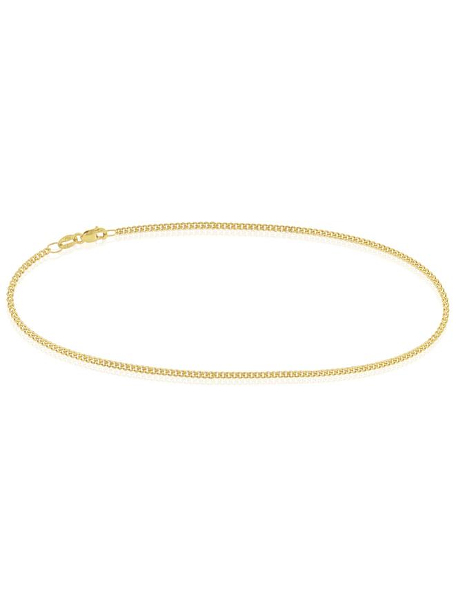 Simple Curb Anklet Chain in 9ct Yellow Gold