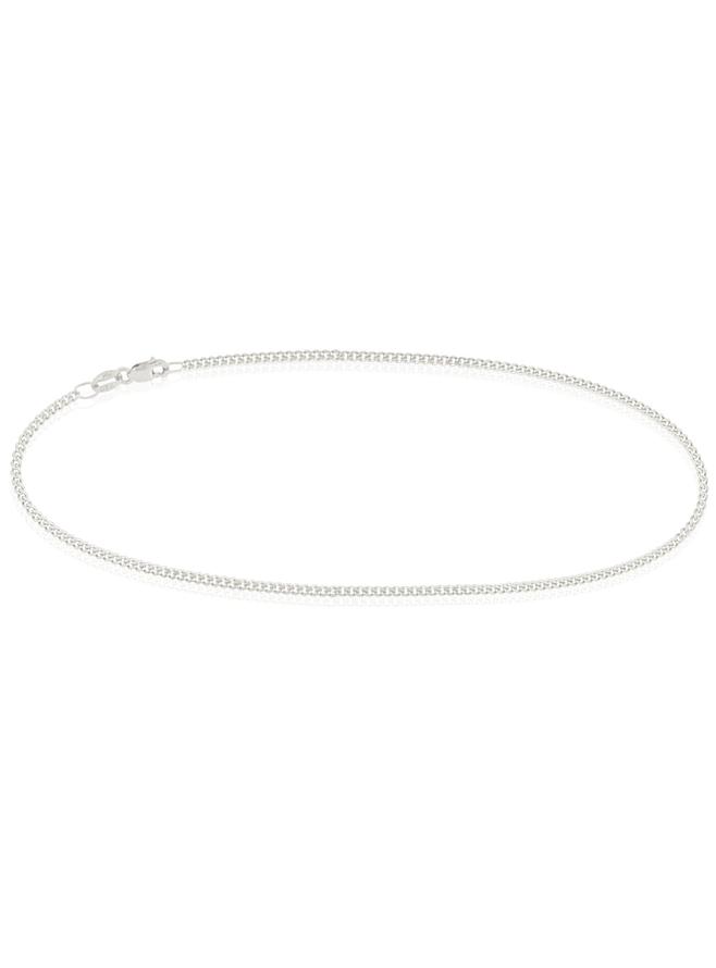 Simple Curb Anklet Chain in Sterling Silver