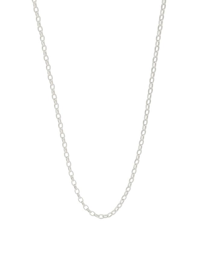 Padlock Oval Belcher Necklace Chain in Sterling Silver