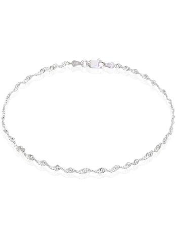 Singapore Twist Anklet Chain in Sterling Silver