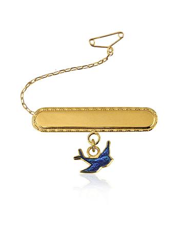 Bluebird Charm Identity Name Baby Brooch in 9ct Gold