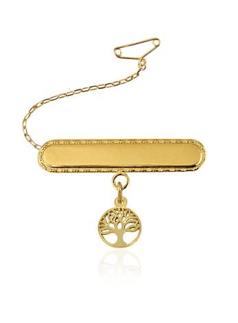 Tree of Life Identity Name Baby Brooch in 9ct Gold