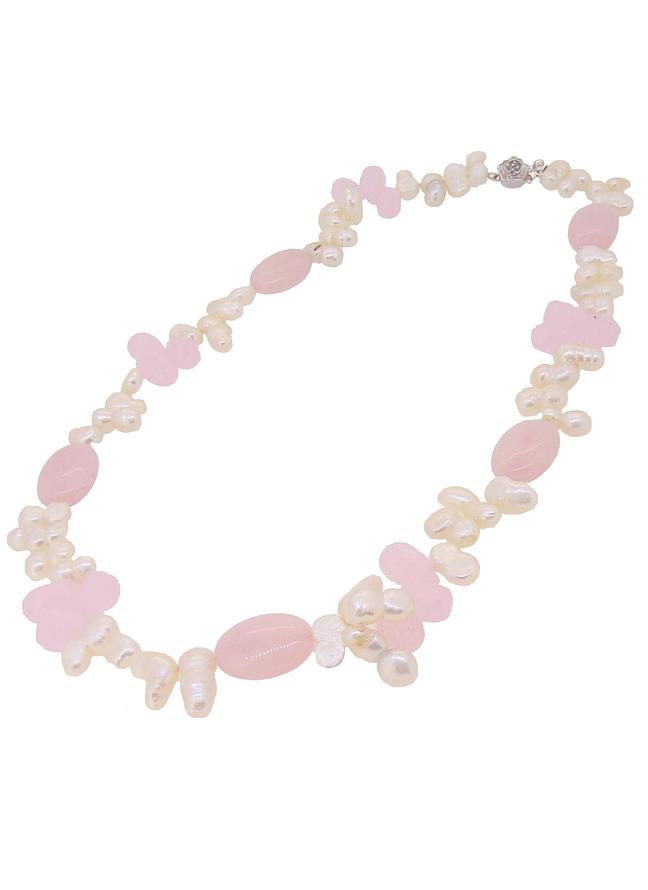 Freshwater Pearl and Rose Quartz Necklace