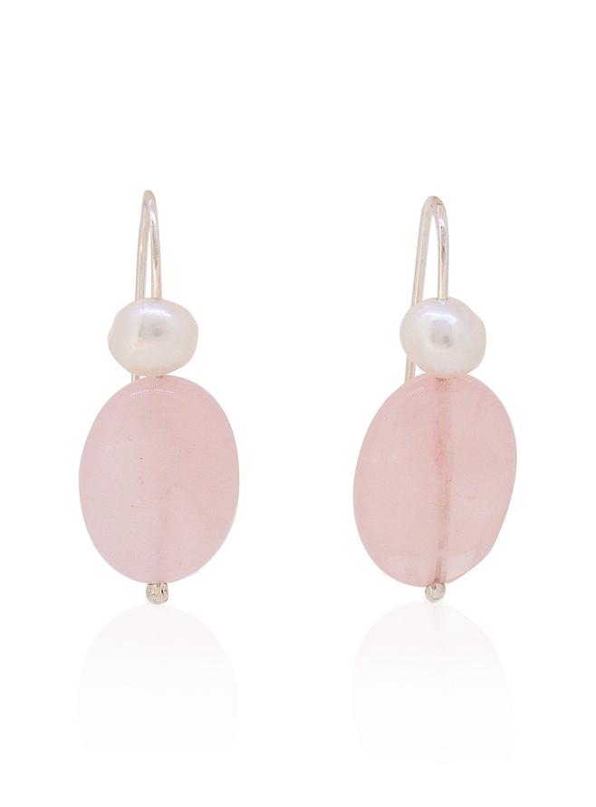 Freshwater Pearl and Rose Quartz Earrings
