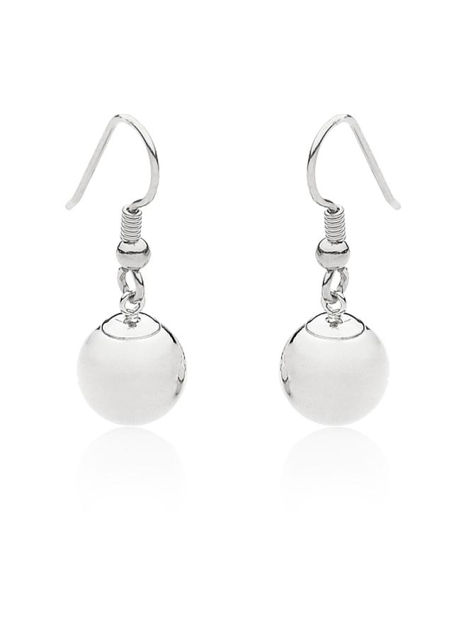 Ball Bead Hook Earrings in Sterling Silver 925