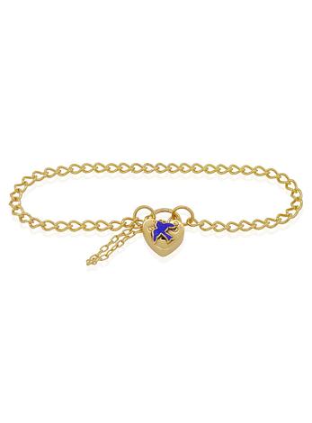 Bluebird of Happiness Curb Padlock Bracelet in Gold
