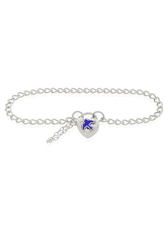 Bluebird of Happiness Curb Padlock Bracelet in Sterling Silver