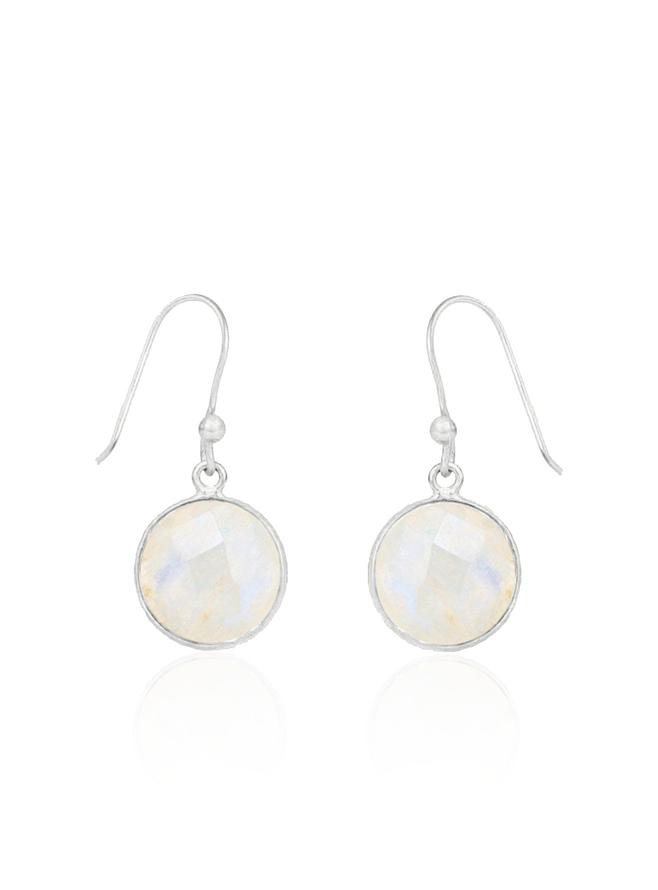 Belle Simple Rainbow Moonstone Earrings in Silver