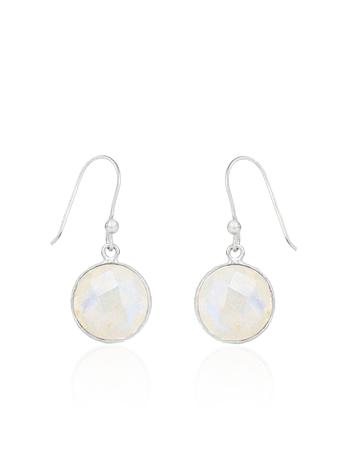 Belle Simple Rainbow Moonstone Earrings in Silver