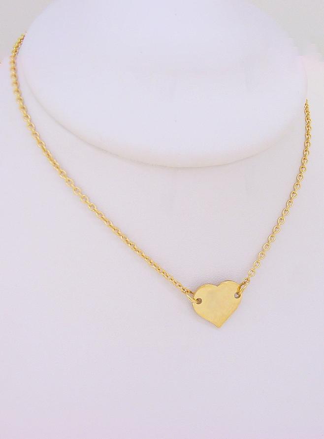 Love Heart Tag Charm Necklace in 9ct Gold
