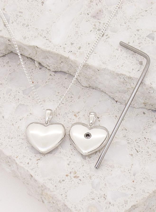 Betty Memorial Puffed Heart Pendant in Sterling Silver