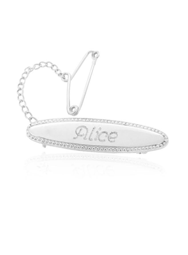 Oval Identity Name Baby Brooch in Sterling Silver