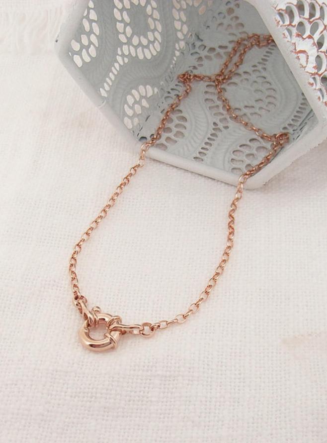 Oval Belcher 2.2mm Chain Necklace With Bolt Ring in 9ct Rose Gold
