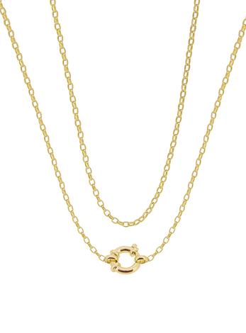 Oval Belcher 2.2mm Chain Necklace With Bolt Ring in 9ct Gold