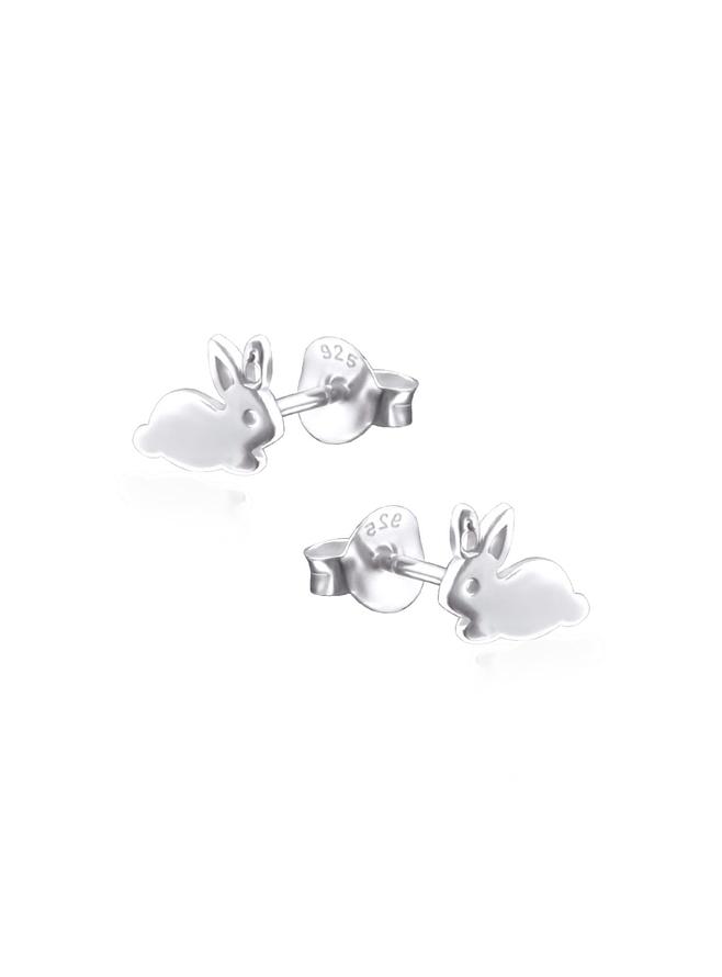 Baby Bunny Rabbit Stud Earrings in Sterling Silver