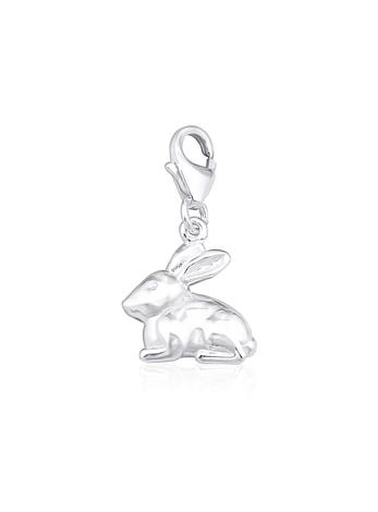 Baby Bunny Rabbit Clip on Charm in Sterling Silver