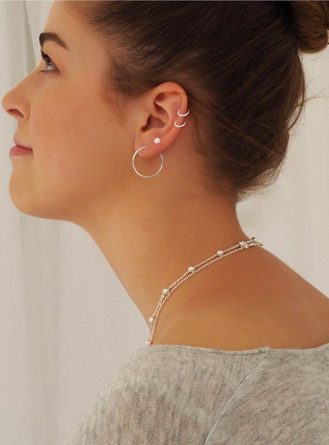 Dakota Small Flat Circle Stud Earrings in Silver