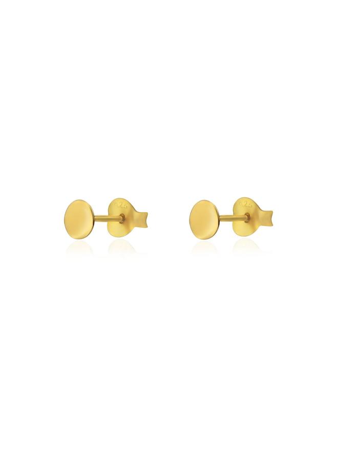 Dakota Small Flat Circle Stud Earrings in Gold