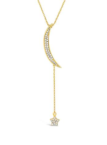 Dakota Star Moon Cz Drop Necklace in Gold