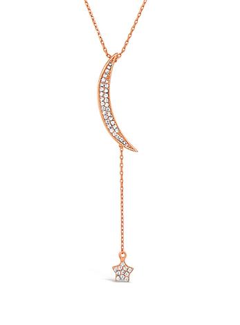 Dakota Star Moon Cz Drop Necklace in Rose