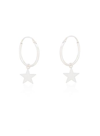 Endless Hoop Earrings With Star Charms in Sterling Silver