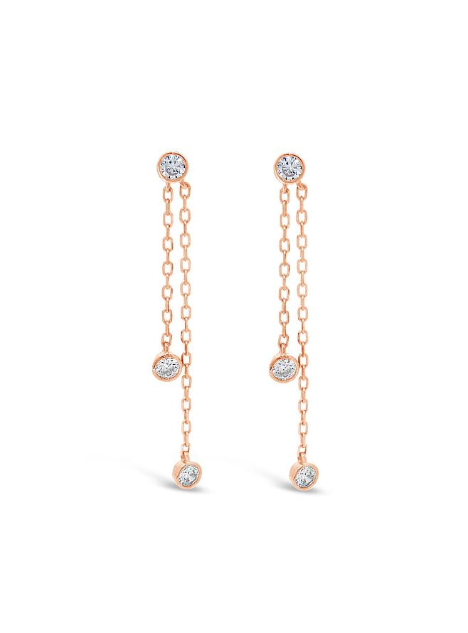 Dakota Cz Dangle Drop Earrings in Rose Gold