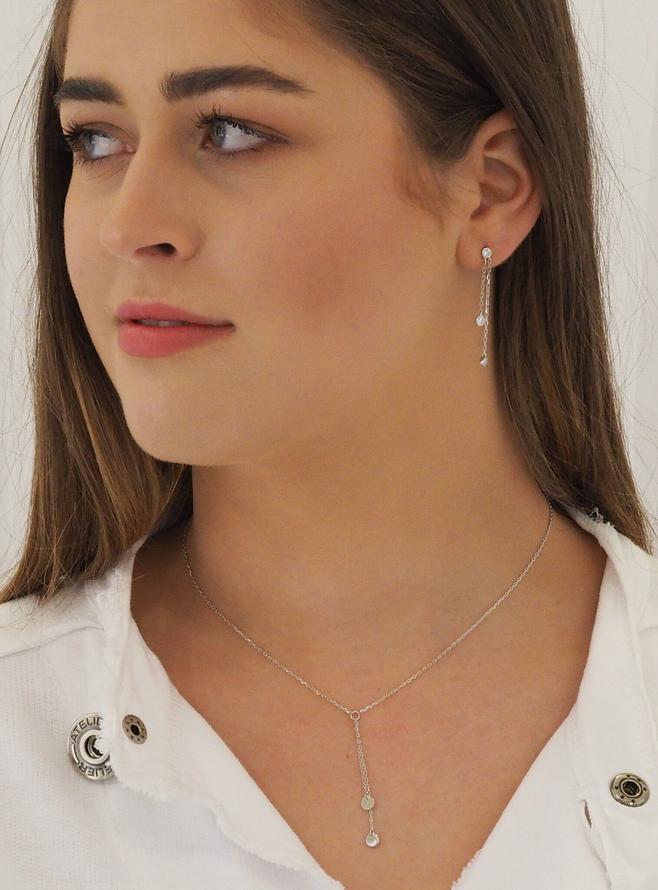 Dakota Cz Dangle Drop Earrings in Sterling Silver