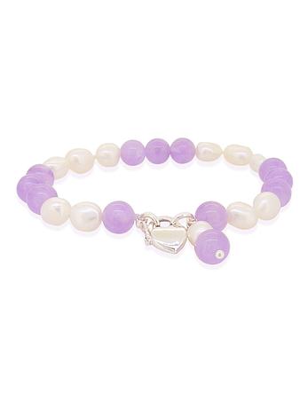 Pearl and Lavender Amethyst Beaded Padlock Bracelet