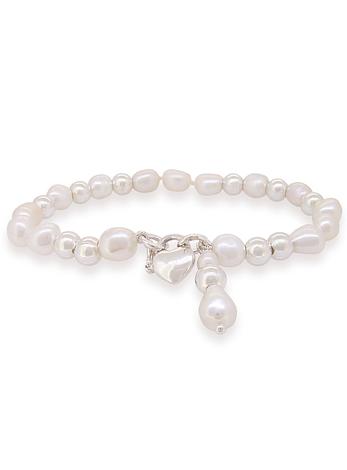 Pearl and Sterling Silver Ball Beaded Padlock Bracelet