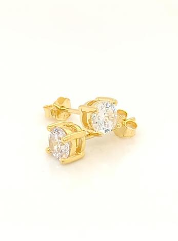 Cz Round 5mm Stud Earrings in Gold