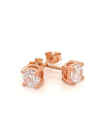 Cz Round 5mm Stud Earrings in Rose Gold