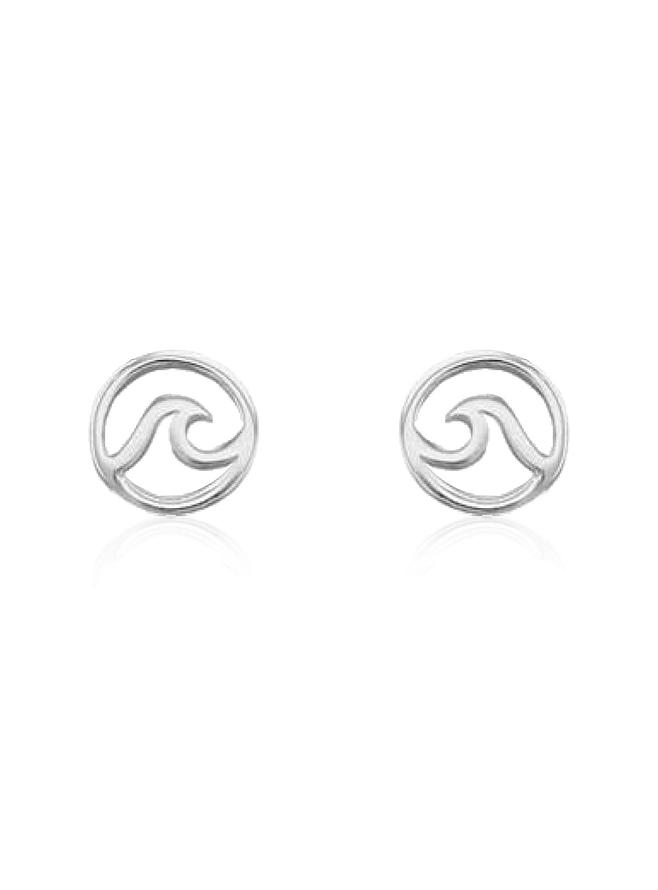 Love Britty Wave Circle Stud Earrings in Sterling Silver