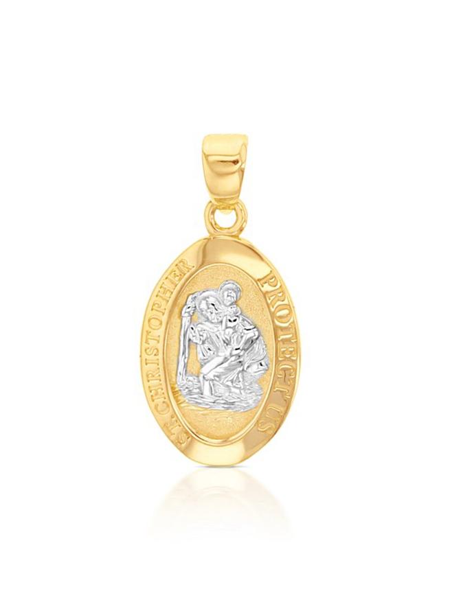 St Christopher Oval Medallion in Solid 9ct Gold