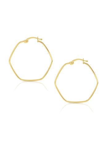Hexagonal Hoop Earrings in 9ct Gold