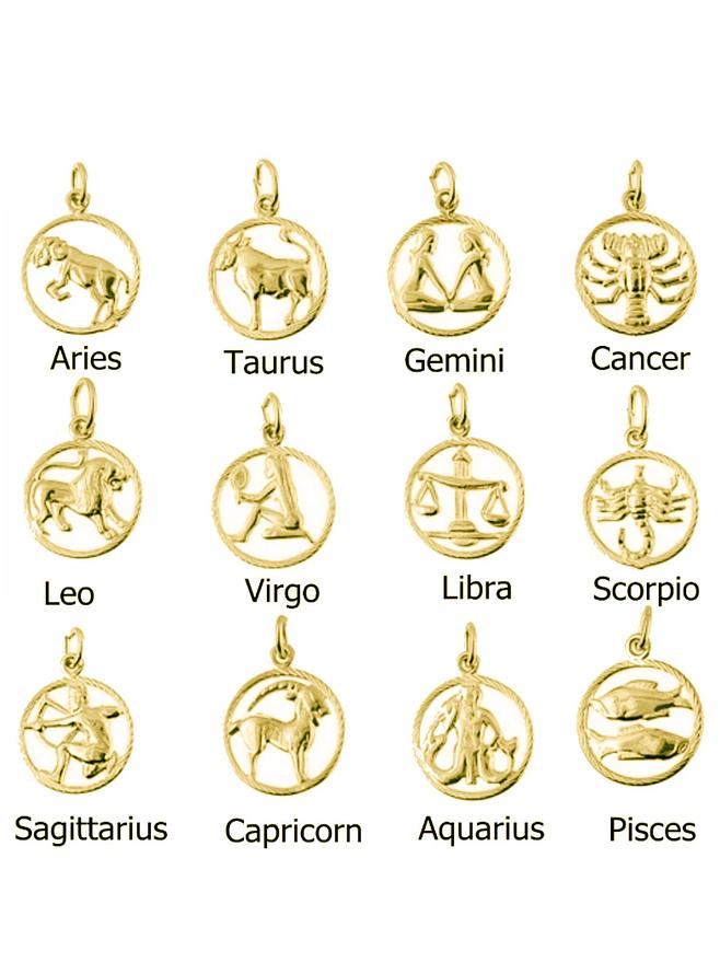 Zodiac Star Sign Charm Necklace in 9ct Gold