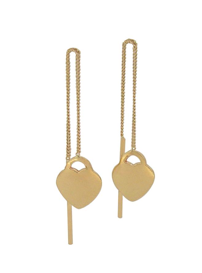 Thread Heart Tag Charm Earrings in 9ct Gold